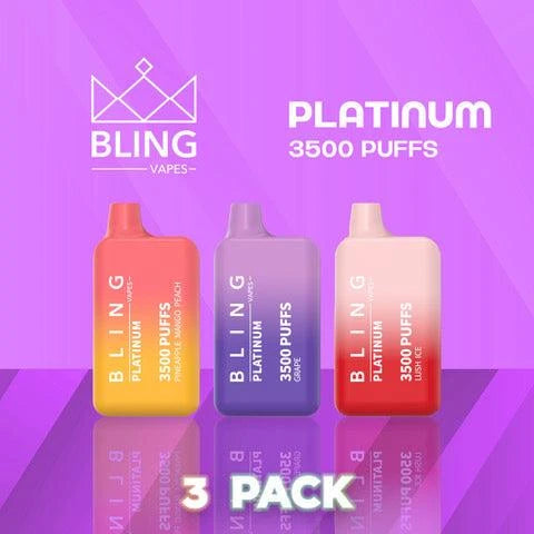Bling Platinum 3500 Puffs Disposable Vape - 3 Pack