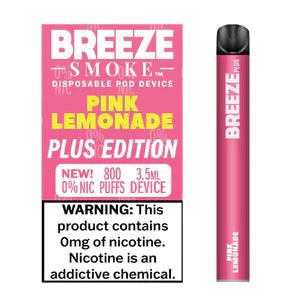 6 Pack Breeze Plus Zero Nicotine Disposable Vape 800 Puffs - Pink Lemonade