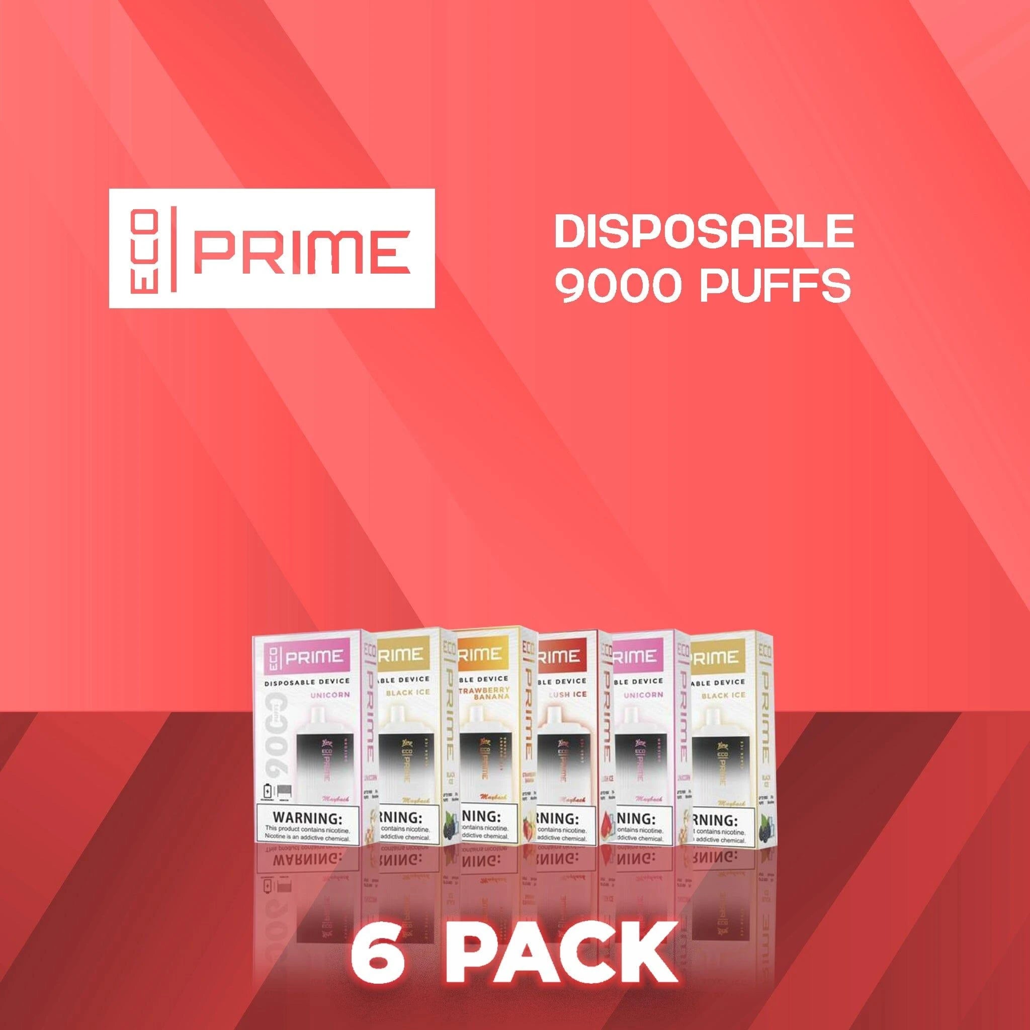 Eco Prime 9000 Puffs Disposable Vape - 6 Pack