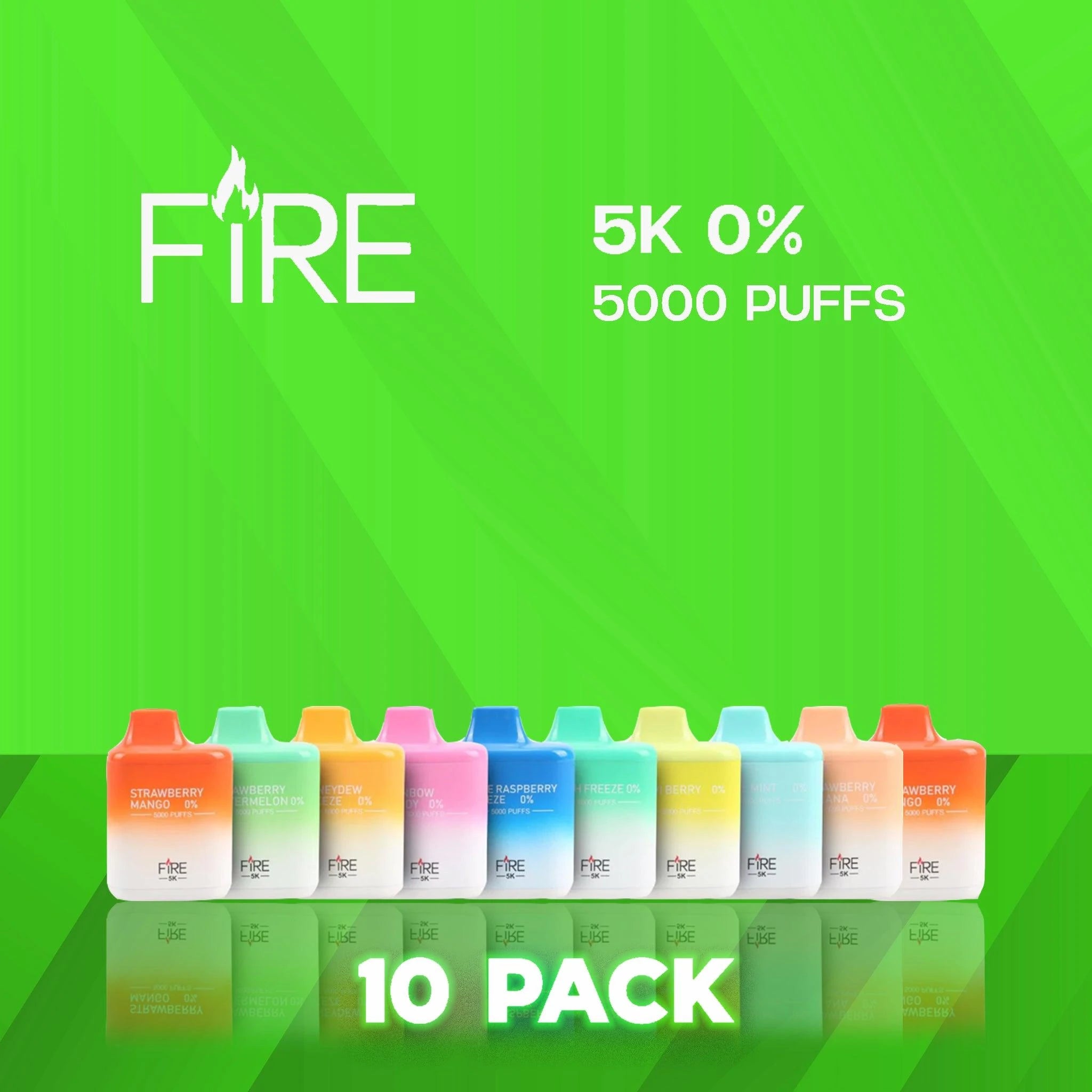 Fire 5K 0% Nicotine 5000 Puffs Disposable Vape - 10 Pack