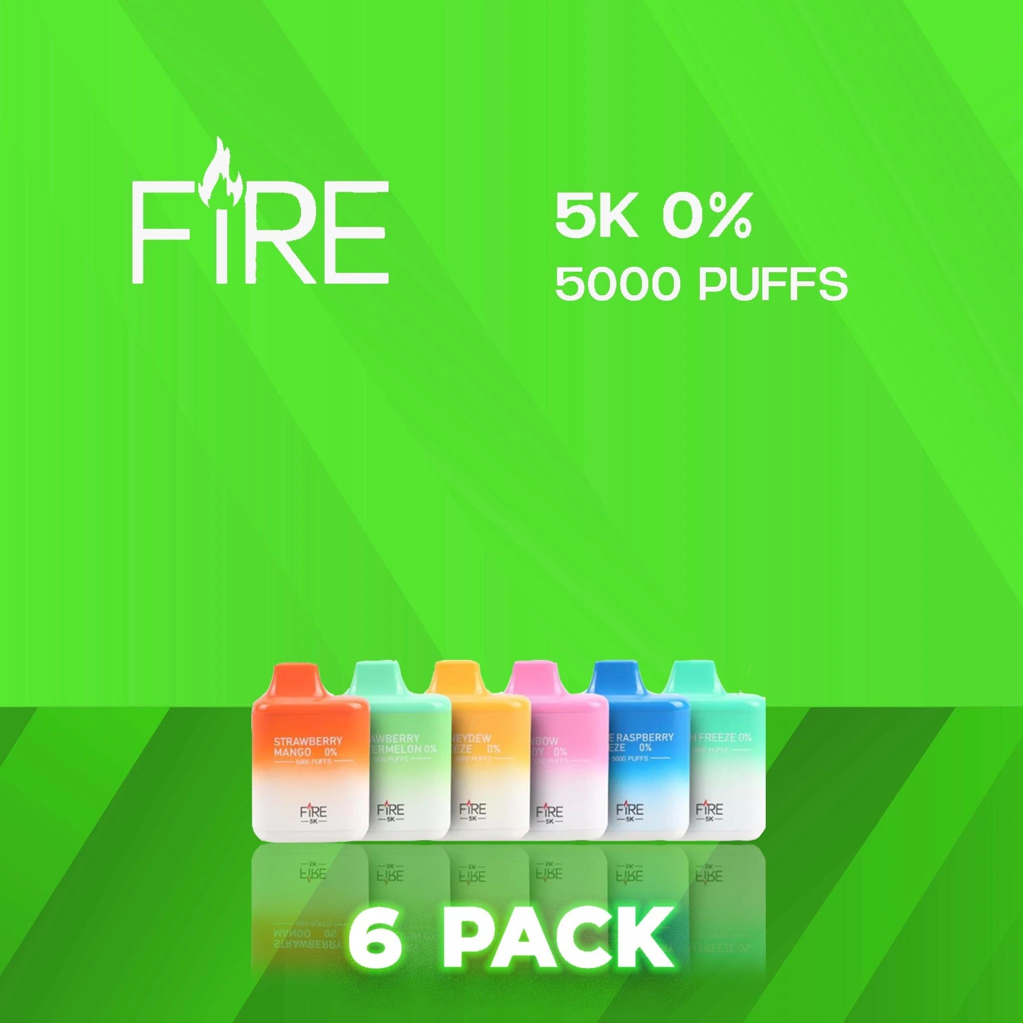 Fire 5K 0% Nicotine 5000 Puffs Disposable Vape - 6 Pack