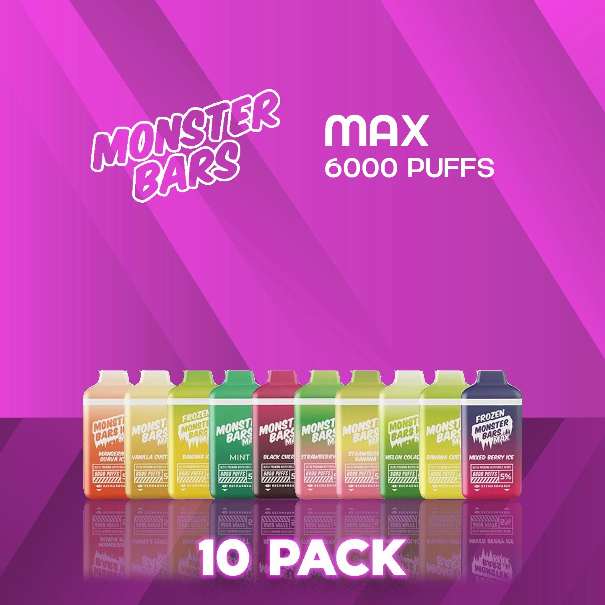 Monster Bar Max 6000 Puff Disposable Vape Device - 10 Pack