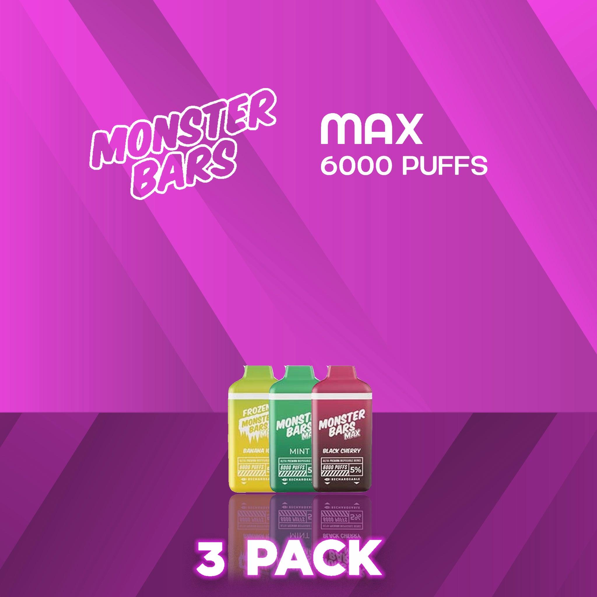 Monster Bar Max 6000 Puff Disposable Vape Device - 3 Pack