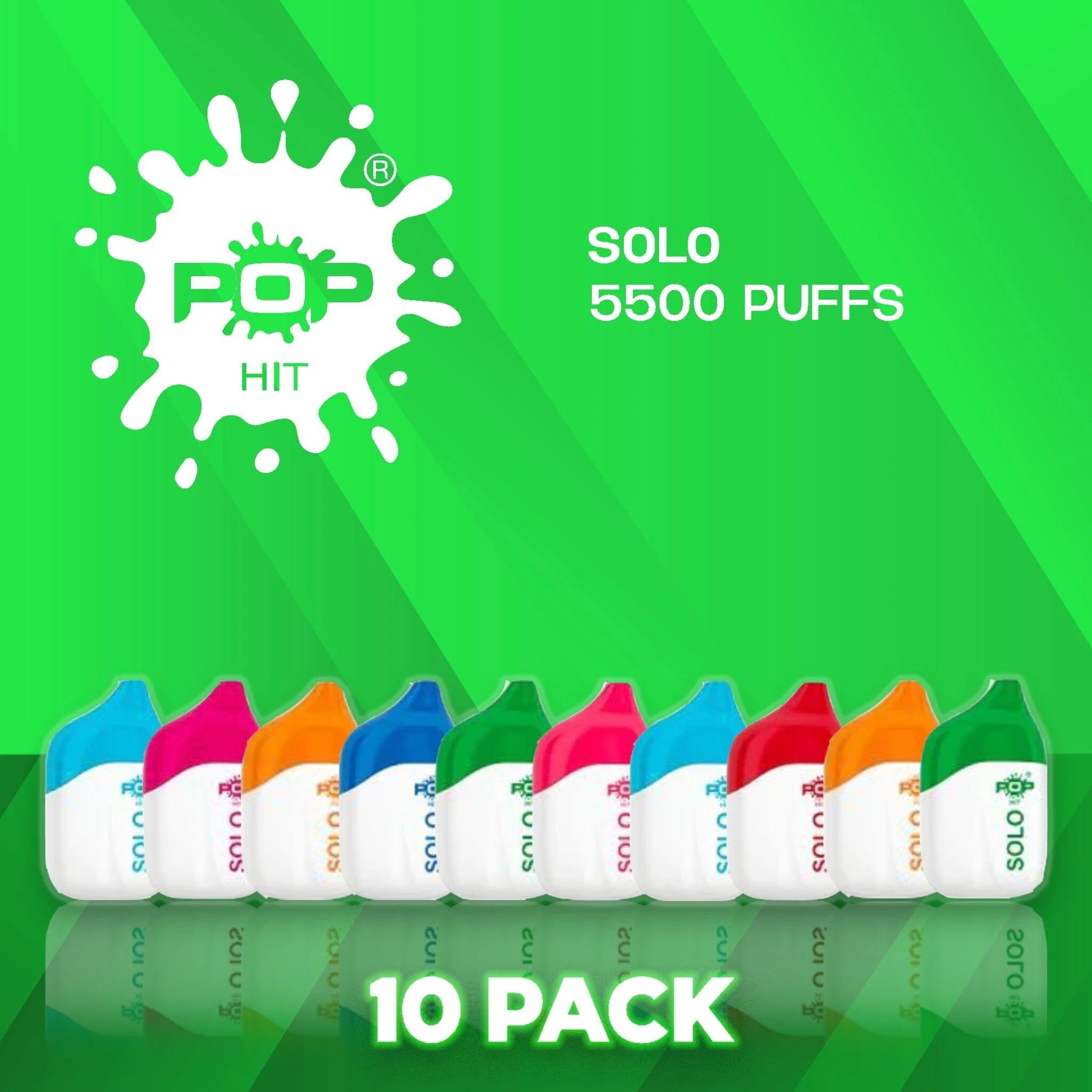POP HIT SOLO 5% 5500 Puffs Disposable - 10 Pack