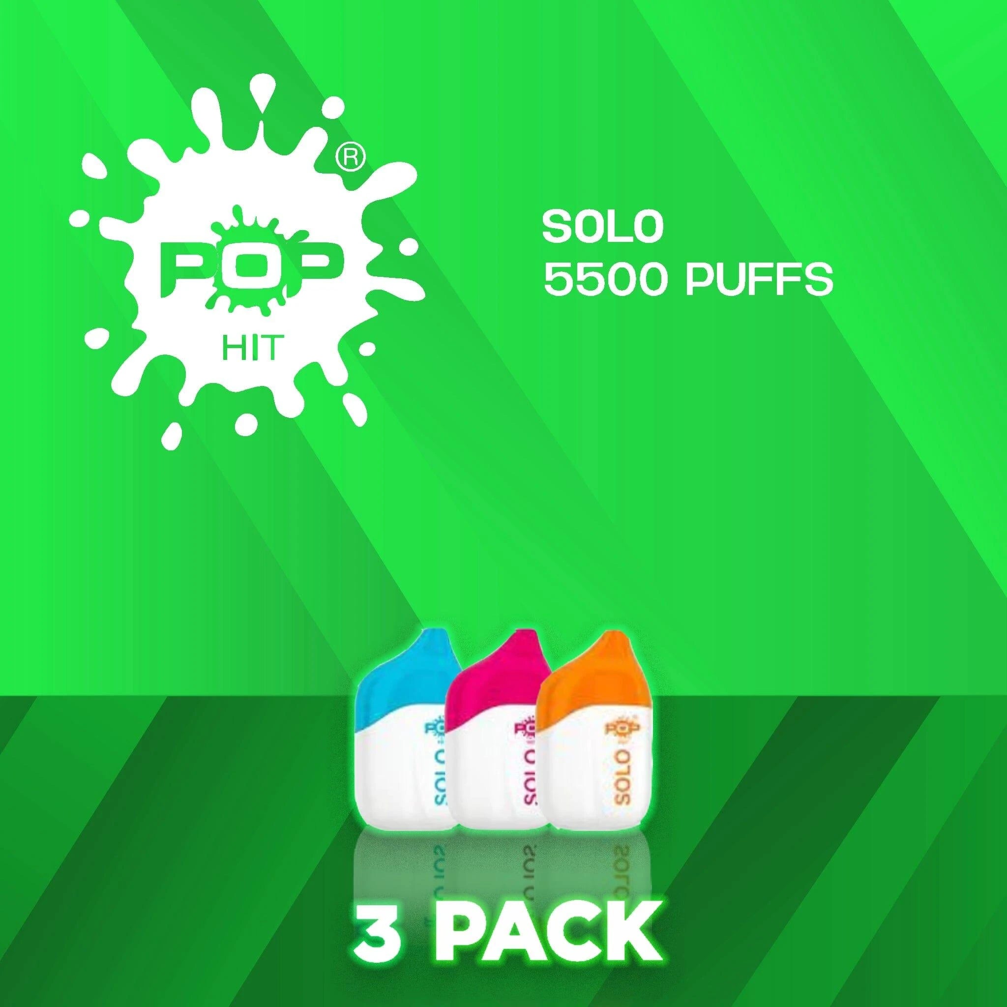 POP HIT SOLO 5% 5500 Puffs Disposable - 3 Pack