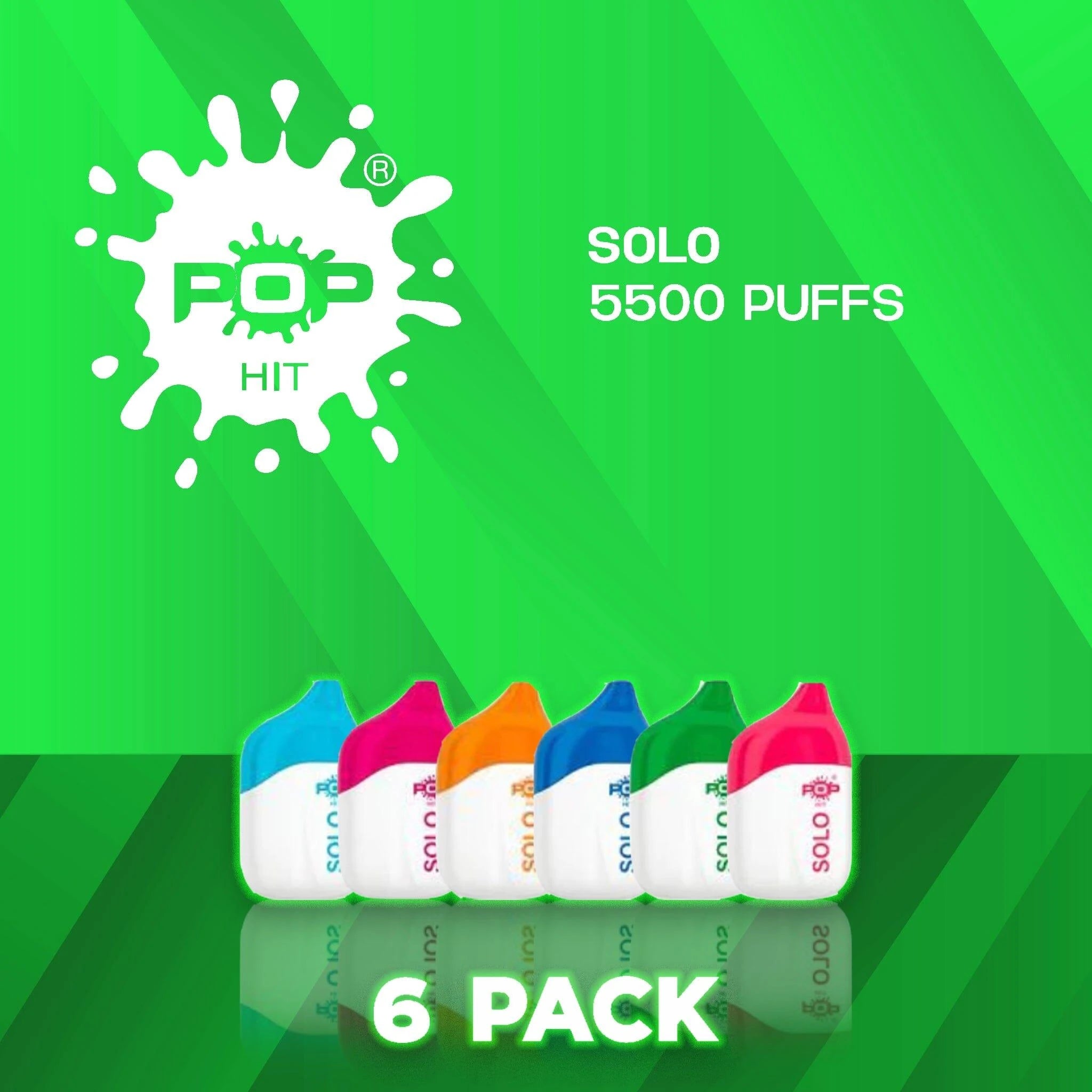 POP HIT SOLO 5% 5500 Puffs Disposable - 6 Pack