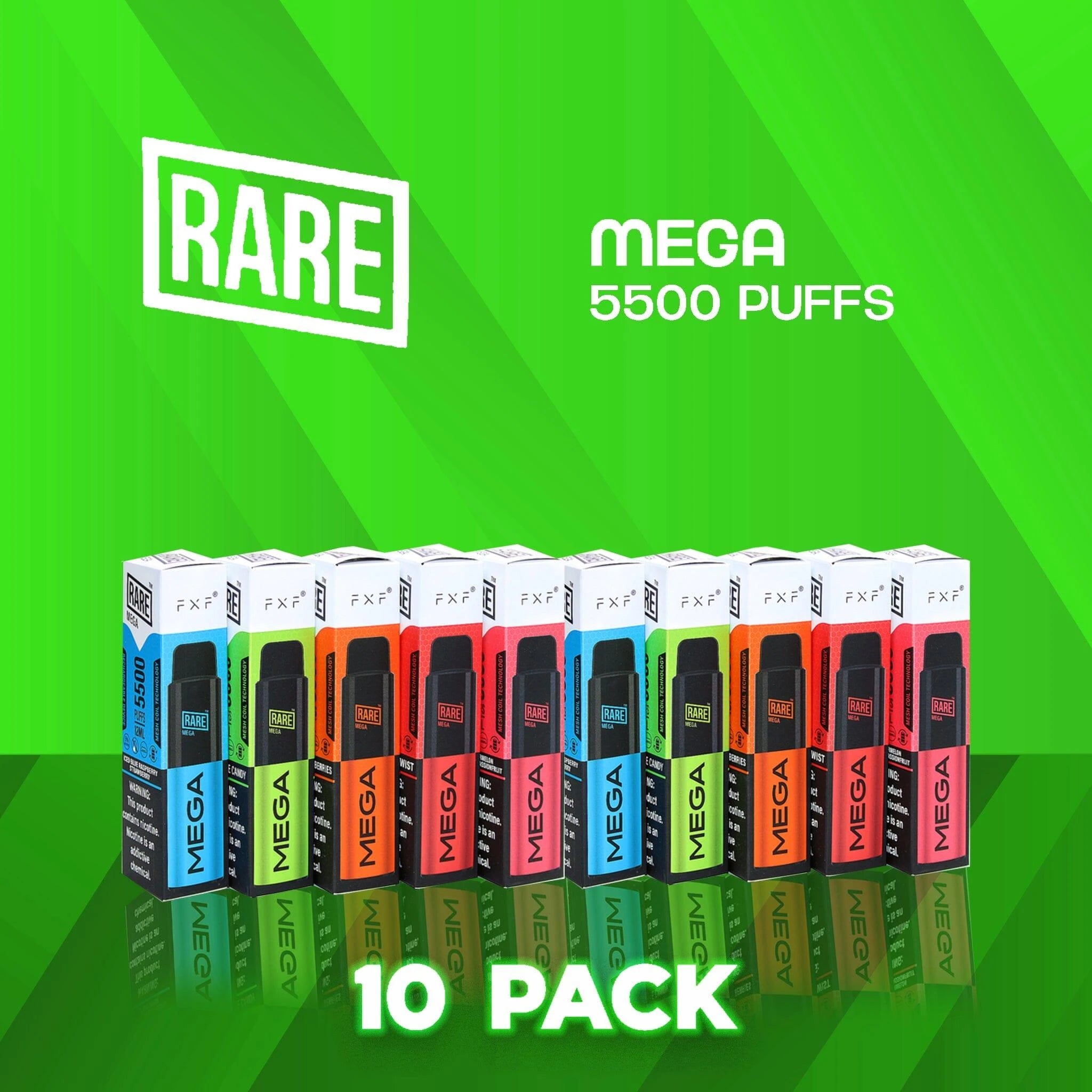 Rare Mega Mesh 5500 Puffs Disposable Vape - 10 Pack