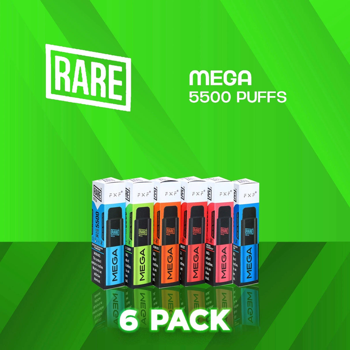 Rare Mega Mesh 5500 Puffs Disposable Vape - 6 Pack-