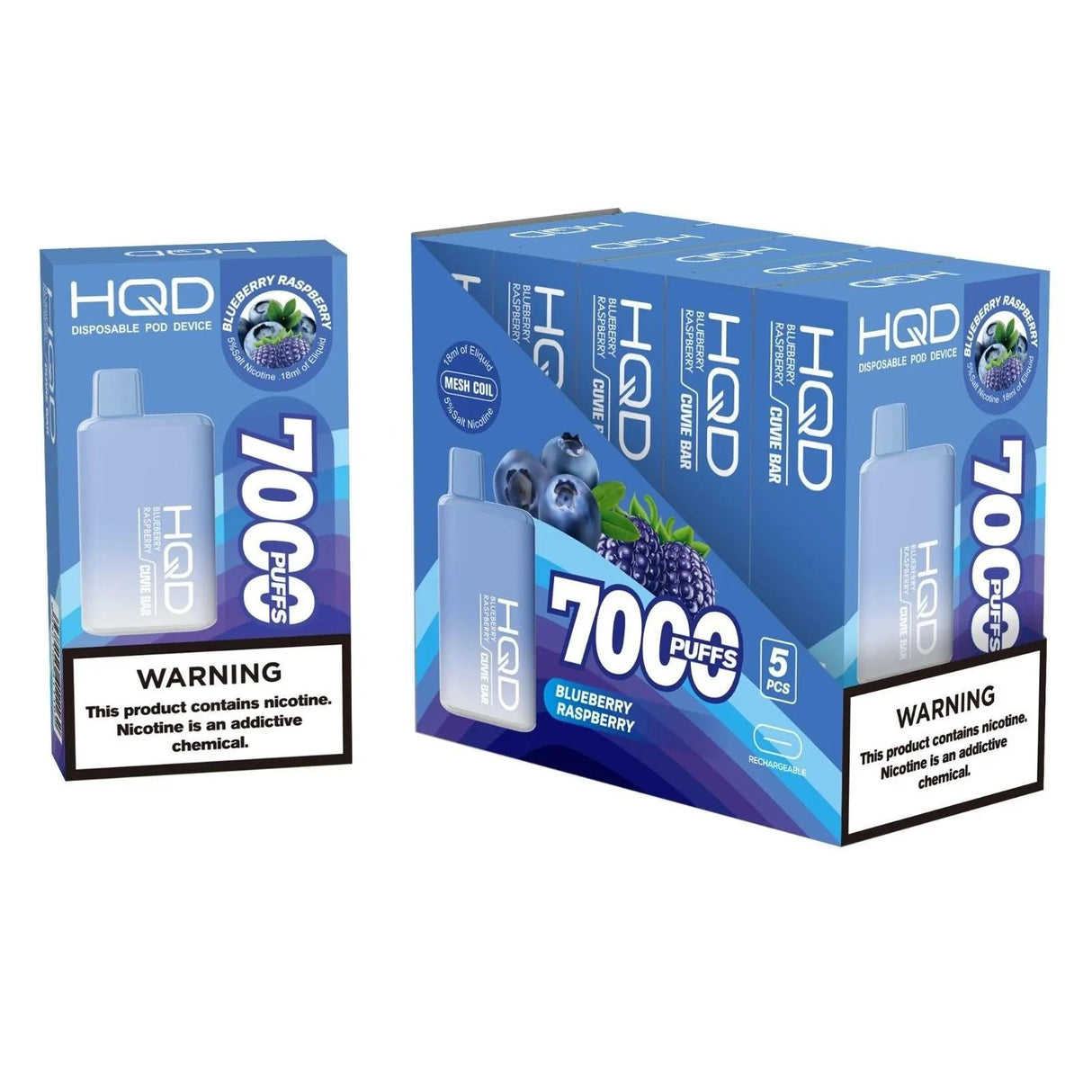 HQD Cuvie Bar 7000 Puffs Disposable Vape - 6 Pack-