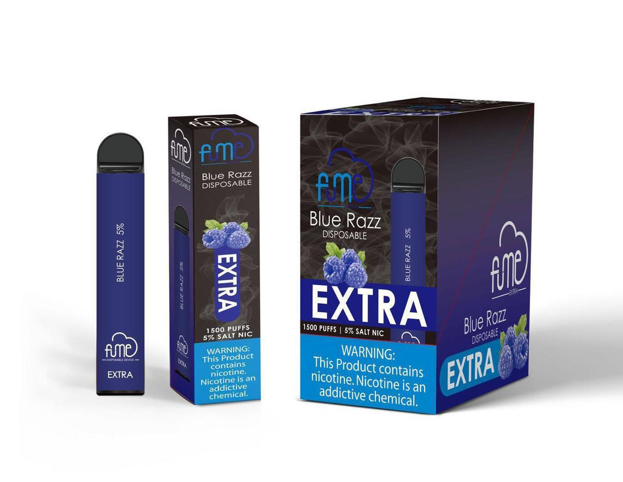 10 Pack Fume Extra 1500 Puffs Disposable Vape - Blue Razze