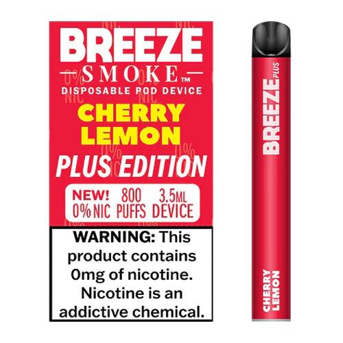 3 Pack Breeze Plus Zero Nicotine Disposable Vape 800 Puffs - Cherry Lemon