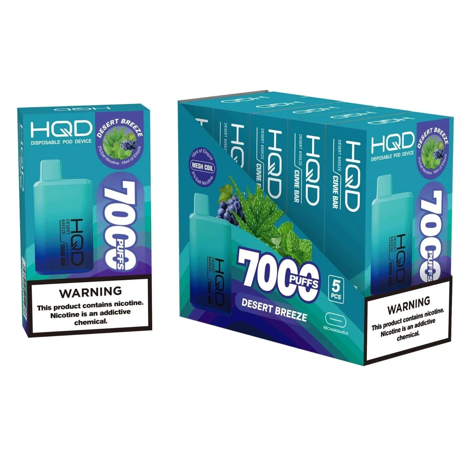 HQD Cuvie Bar 7000 Puffs Disposable Vape - 3 Pack