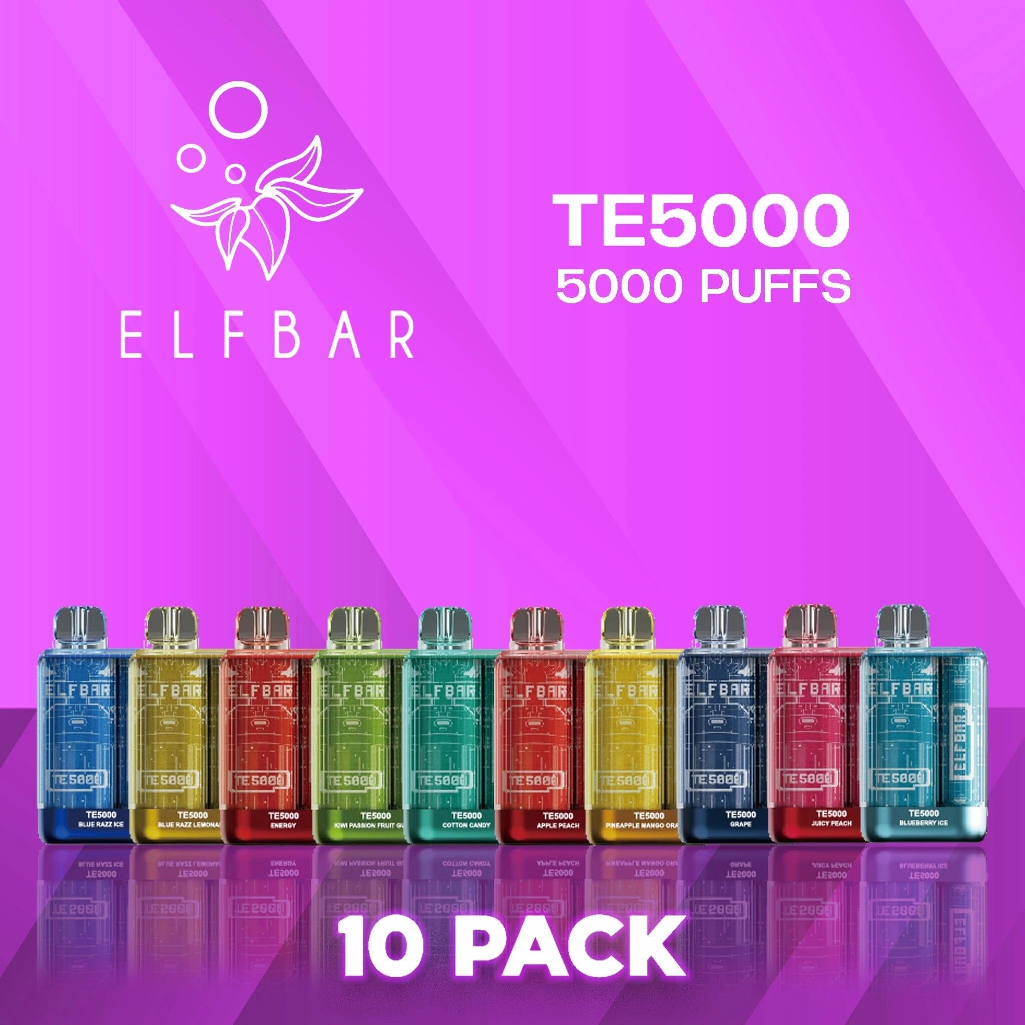 Elf Bar TE5000 Disposable Vape 5000 Puffs - 10 Pack