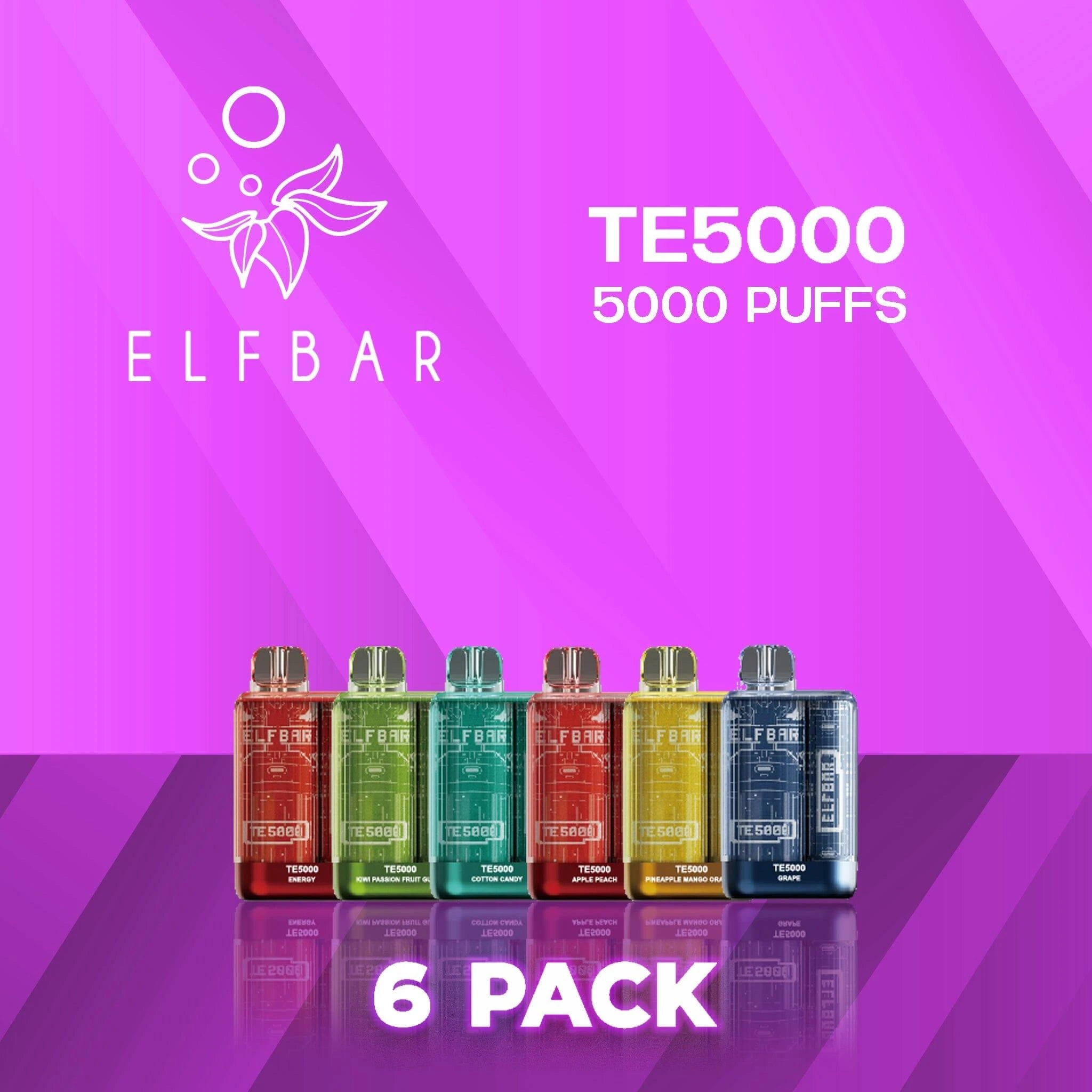 Elf Bar TE5000 Disposable Vape 5000 Puffs - 6 Pack