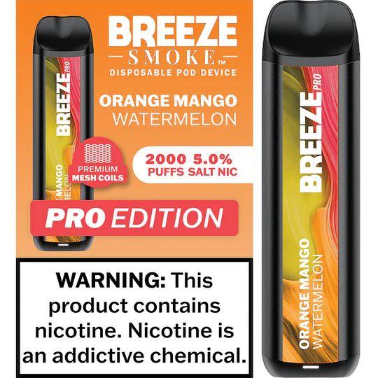 6 Pack of Breeze Pro Disposable Vape - Orange Mango Watermelon