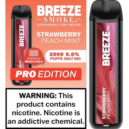 10 Pack of Breeze Pro Disposable Vape - Strawberry Peach Mint