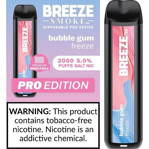 6 Pack of Breeze Pro Disposable Vape - Bubble Gum Freeze