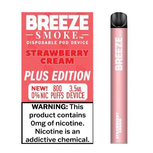 3 Pack Breeze Plus Zero Nicotine Disposable Vape 800 Puffs - Strawberry Cream