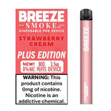3 Pack Breeze Plus Zero Nicotine Disposable Vape 800 Puffs - Strawberry Cream