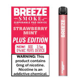 6 Pack Breeze Plus Zero Nicotine Disposable Vape 800 Puffs - Strawberry Mint