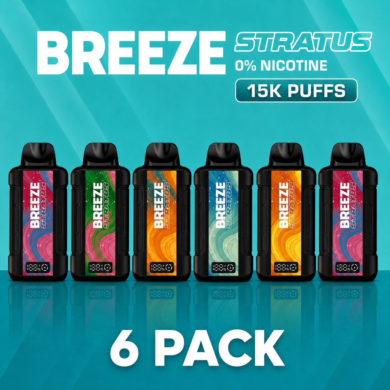 6 Pack Breeze Stratus 15K 0% Nicotine | Smokers World Store