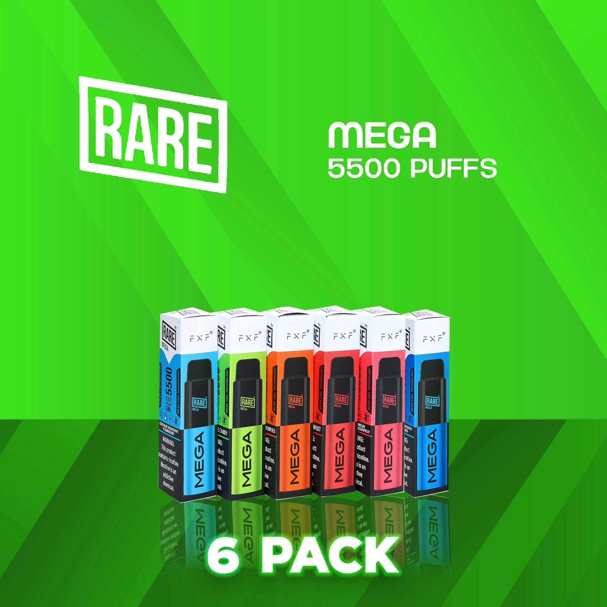 Rare Mega Mesh 5500 Puffs Disposable Vape - 6 Pack