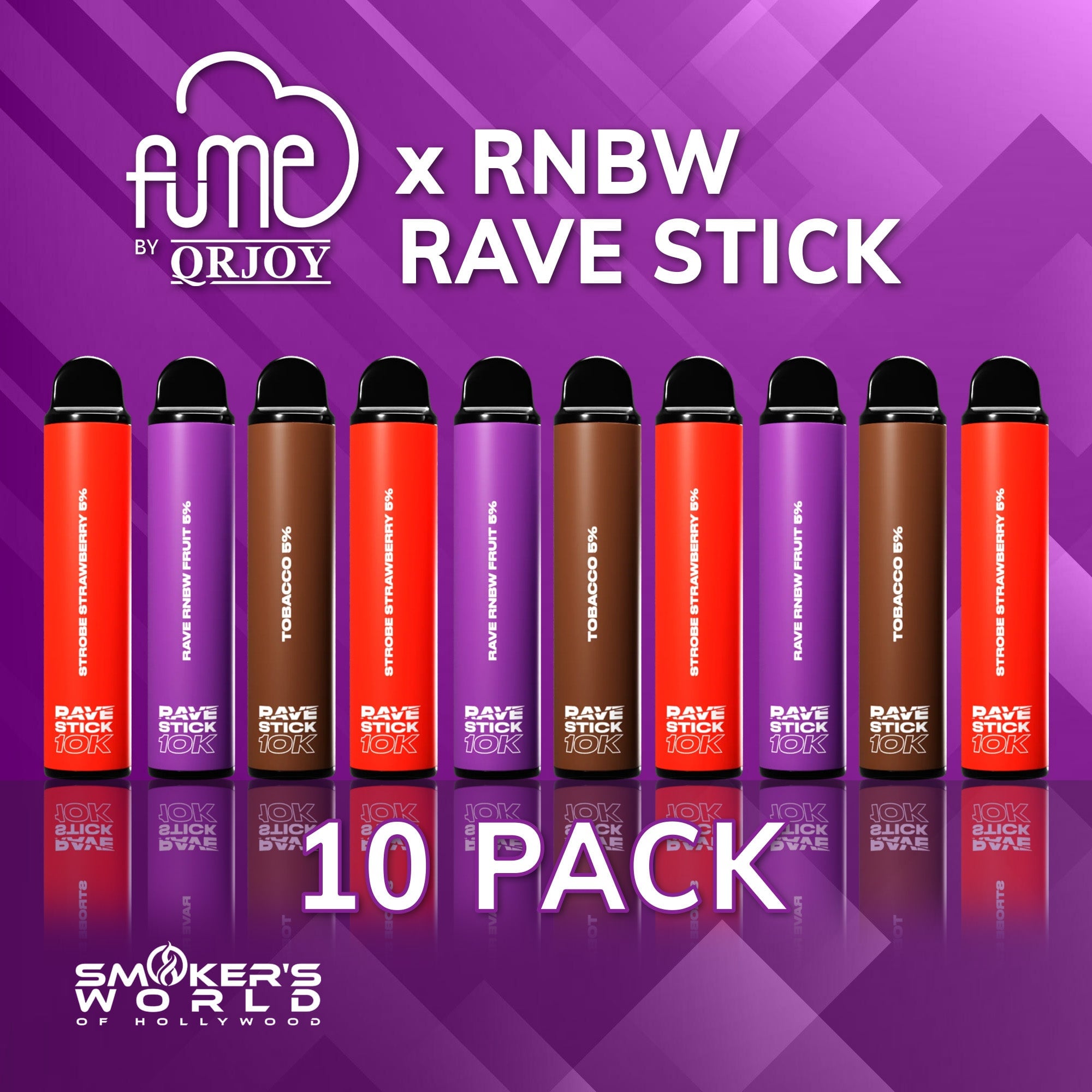 Fume x RNBW Rave Stick 10K Vape - (10 Pack)