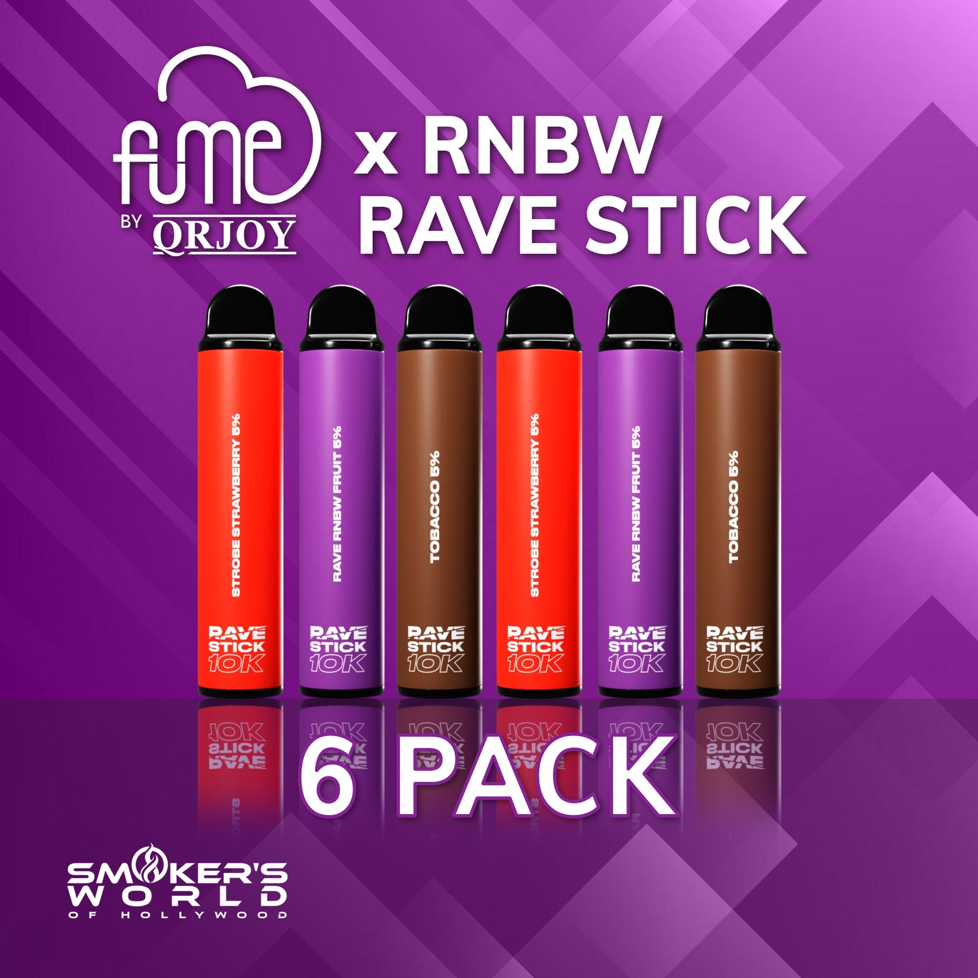 Fume x RNBW Rave Stick 10K Vape - (6 Pack)