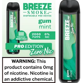 Breeze Pro Zero Nicotine 2000 Puffs Disposable Vape - 1 Pack - Image 6