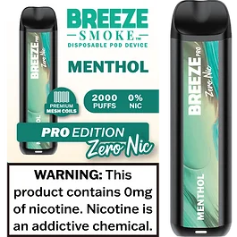 Breeze Pro Zero Nicotine 2000 Puffs Disposable Vape - 1 Pack - Image 4