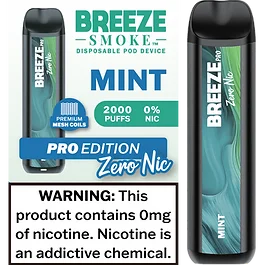 Breeze Pro Zero Nicotine 2000 Puffs Disposable Vape - 1 Pack - Image 3